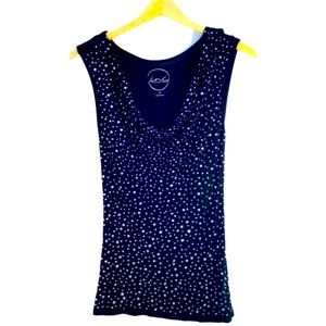 INC International Concepts Black Sleeveless Embellished Tunic Top, Size XS